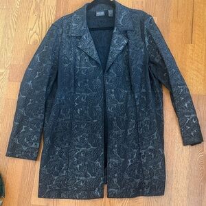 Chico's Black Textured Open-Front Long Blazer